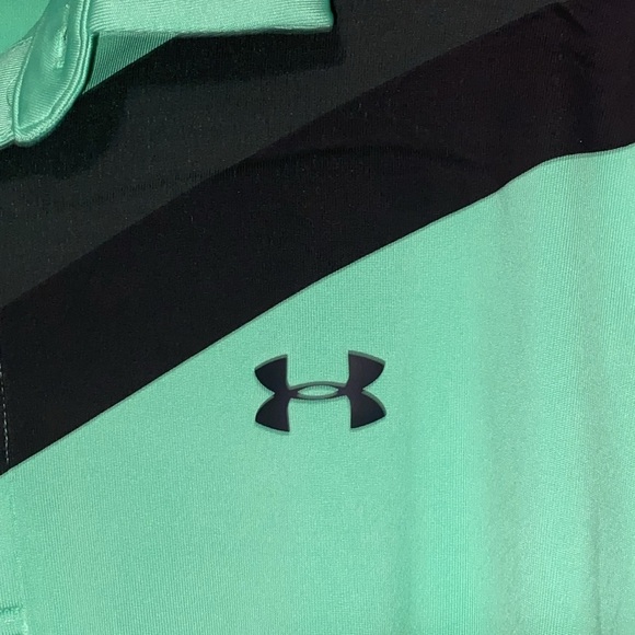 Under Armour THE PLAYOFF POLO FOAM Green and Black  MENS SIZE XL HEATGEAR CLEAN - Picture 5 of 10